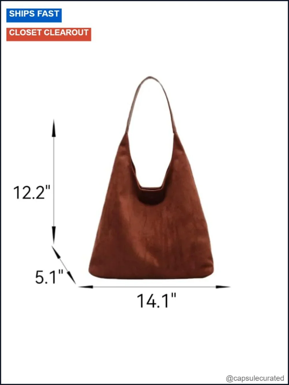 Faux Suede Hobo Bag Slouchy Shoulder Tote Women Work Handbag